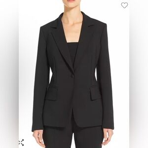 Max Mara Golden Single Breasted Stretch Virgin Wool Blazer in Black $1845
